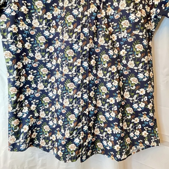 Monument NWOT Men Sz L Short Sleeve Navy Botanical Print Spring Summer Vacation - Picture 3 of 7